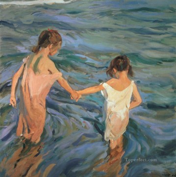Child Painting - children in the sea joaquin sorolla y bastida impressionism